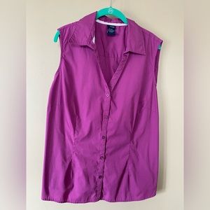 Purple sleeveless, slightly fitted, blouse